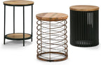 SIMPLIHOME Demy Metal and Wood Accent Table - 18 inch Wide Solid Metal Round End Table in Natural and Black, Industrial Side Table or Coffee Table for Living Room with Compact Design, Assembled