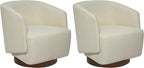 MINCETA Accent Chair,Modern Swivel Chairs for Living Room and Bedroom Reading with Wood Base,Set of 2,Performance Fabric in Beige