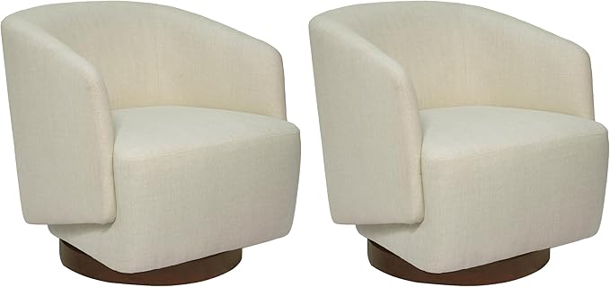 MINCETA Accent Chair,Modern Swivel Chairs for Living Room and Bedroom Reading with Wood Base,Set of 2,Performance Fabric in Beige