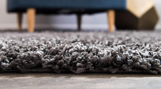 Unique Loom Solid Shag Collection Area Rug (10' x 13' Rectangle, Graphite Gray)