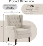 Lumibee High Back Accent Chair Set of 2,Upholstered Wingback Armchair with Solid Wood Legs for Small Spaces,Comfy Single Sofa Chair for Living Room,Bedroom,Office-Beige