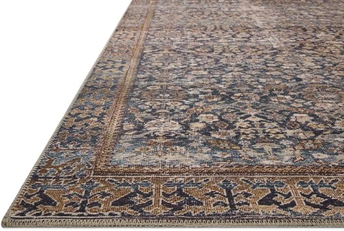 Loloi Amber Lewis Georgie Collection GER-05 Denim/Spice 18" x 18", .19" Pile Height, Sample Rug