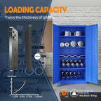 Yizosh Metal Garage Storage Cabinet with 2 Doors and 5 Adjustable Shelves - 71" Steel Lockable File Cabinet,Locking Tool Cabinets for Office,Home,Garage,Gym,School (Blue)