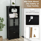 LOKO Tall Bathroom Cabinet, Modern Storage Organizer with Doors & Open Shelves, Wooden Floor Cabinet with Adjustable Shelves for Bathroom, Living Room or Kitchen (Black)
