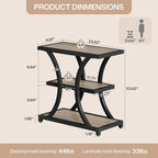 Tribesigns End Table with Storage, 3-Tier Side Table with Geometric Metal Design, Industrial Nightstand for Small Spaces, Living Room, Bedroom, Study Room (2, Grey)