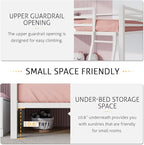 SHA CERLIN Loft Bunk Bed Twin Over Twin Size with Ladder and Guardrail,Heavy Duty Metal Slats Support No Box Spring Needed Small Space Saving Furniture for Bedroom Dorm,White