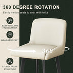 Swivel Bar Stools, 30''H Upholstered Barstools with Backs, Modern Counter Height Bar Stool Chairs for Kitchen Island, Metal Legs (Beige- Faux Leather, Set of 3-30" H)