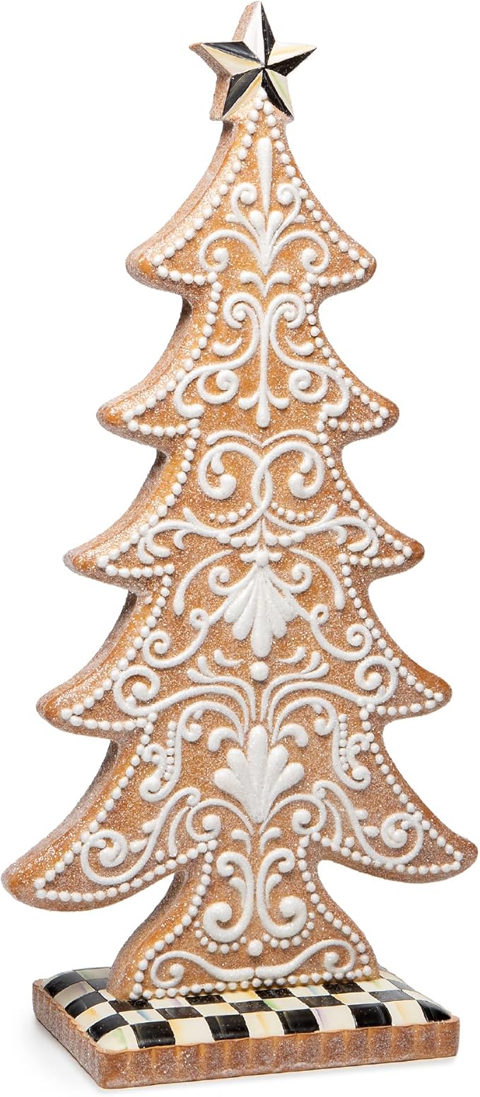 MACKENZIE-CHILDS Gingerbread Cookie Tabletop Christmas Tree, Gingerbread Christmas Decor, Large