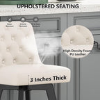 MINCETA Bar Stools Set of 4, PU Leather Barstools, 26 Inch Upholstered Counter Stools with Low Tufted Back and Footrest, Swivel Counter Height Barstools for Kitchen Island Home Bar White
