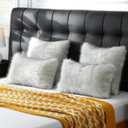 FUTEI Black White Decorative Throw Pillow Covers 12x20 Inch Set of 2,Soft Fluffy Faux Fox Fur Textured Lumbar Pillow Case,Modern Home Decor for Couch Living Room
