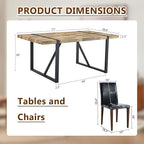 Dining Table Set for 6，Dinner Table Set for 6，71'' Kitchen Table and PU Leather Chairs Set of 6，6 Chair Dining Table Set for Kitchen Dining Room