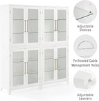 Crosley Furniture Roarke 2-Piece Glass Door Kitchen Pantry Storage Cabinet Set, Living Room, Entryway, White