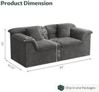 81" Sofa with Deep Seats Oversize, 2 Seater Cloud Couches, Upholstered Corduroy Loveseat for Living Room Bedroom, No Assembly Required, Dark Gray
