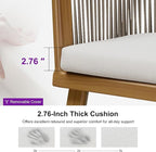 PURPLE LEAF Outdoor Dining Set for 8 All-Weather Aluminum 9 Piece Furniture Sets with Woodgrain Large Square Table and Rope Weave Chairs Included Cushions for Backyard Indoor Patio Set Teak Color