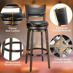 PrimeZone Swivel Bar Stools Set of 4, 34 Inch Extra Tall Bar Height Barstools, Black Faux Leather Bar Stool with High Backrest, Solid Wood Leg, Wrap-Around Footrest, Counter Stools for Pub