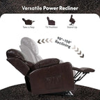 FLEXISPOT XL31-L Power Lift Recliner Chair for Elderly, Electric Lift Chair with Massage & Heat, PU Leather Reclining Sofa with Cup Holders, Side Pockets for Living Room Bedroom(Large Size, Pecan)