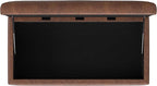 SIMPLIHOME Gabbie 48 inch Wide Contemporary Rectangle Rectangular Storage Ottoman in Distressed Saddle Brown Vegan Faux Leather, Assembled, for The Living Room, Entryway and Family Room