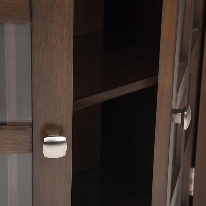 SIMPLIHOME Acadian SOLID WOOD 36 inch Wide Transitional Entryway Storage Cabinet in Natural Aged Brown for the Living Room, Entryway and Family Room