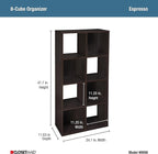 ClosetMaid Cubeicals 8 Cube Storage Shelf Organizer Bookshelf, Stackable, Vertical or Horizontal, Easy Assembly, Wood, Espresso Finish