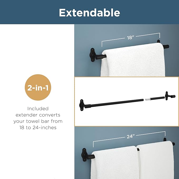 Franklin Brass Woodruff 4-Piece Bathroom Set Satin Nickel 18" + 6" Towel Rack, Toilet Paper Holder, Hand Towel Holder, Hook | 4-Piece Bath Hardware Accessories Set WDRF64-SN
