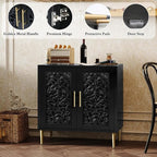 ARTPOWER Vintage Accent Cabinet with 2 Doors, Hollow Carving Buffet Cabinet, Sideboards and Buffets with Storage, Credenza for Living Room, Kitchen, Dining Room, Entryway, Hallway, Black