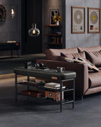 VASAGLE EKHO Collection - Shoe Rack Bench, Storage Bench for Entryway, Synthetic Leather with Stitching, Mid-Century Modern, Loads 300 lb, 11.8 x 39.4 x 19.7 Inches, Ink Black ULSB113B01