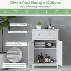 LOKO Bathroom Floor Cabinet, Kitchen Storage Cabinet with 1 Drawer, 2 Doors & 3-Position Adjustable Shelf, 2-Door Floor Storage Cabinet for Bathroom, Living Room, Entryway (White)