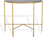 SAFAVIEH Couture Collection Jessa Brass Base & Black Marble Top Half Moon Console Table, Fully Assembled