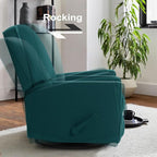 Harkawon Swivel Rocker Recliner Chair, Glider Rocker Recliner, Rocking Chair Nursery, Fabric Chair with High Back, Deep Seat, for Living Room, Bedroom, Green