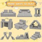 Modular Kids Play Couch,Kid Couches for Toddler & Children,Child Sectional Sofa Fort Building for Playroom Furniture,Convertible Sofa for Boys & Girls, Grey