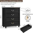Bedroom Sets, 54" Wide 7 Drawers Dresser and 37" Tall 4 Drawers Dresser, Wooden 2 Piece Bedroom Furniture Set, Chest of Drawer for Bedroom, Home, Living Room, Hallway, Black