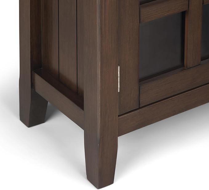 SIMPLIHOME Acadian SOLID WOOD 36 inch Wide Transitional Entryway Storage Cabinet in Natural Aged Brown for the Living Room, Entryway and Family Room