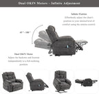 Power Lift Recliner for Elderly Adults, Dual Motor Lay Flat Lift Chair with Heat Massage, Cup Holder & Wireless Phone Charger, USB Type C Charging, Big Tall 400 lbs