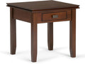 SIMPLIHOME Artisan SOLID WOOD 21 inch Wide Square Transitional End Side Table in Russet Brown for the Living Room and Bedroom