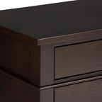 SIMPLIHOME Carlton Bedside Table - 24 inch Wide Solid Wood Nightstand Table in Dark Tobacco Brown, Transitional Bedroom Side or End Table with 2 Drawers, Open Storage Shelf and Bronze Hardware