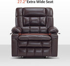 MCombo Dual Motor Power Lift Recliner Chair for Elderly, Lay Flat Lift Chair with Heat and Massage, Extra Wide Lift Recliner for Big People, Cup Holders, Faux Leather R7897 (Dark Brown, Medium-Wide)