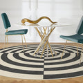 RUGGABLE x Jonathan Adler Machine Washable Modern Area Rug – Op Art Charcoal 6 ft Round, Stain-Resistant, Non-Slip – Medium Rugs for Living Room, Bedroom, Hallway, Entryway & Office–with Standard Pad