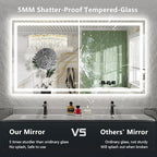 84x40 Inch LED Bathroom Mirror with Lights Front and Backlit Lighted Vanity Mirror for Bathroom Wall with 3 Colors Dimmable Anti-Fog Memory Shatter-Proof IP54 Waterproof Horizontal/Vertical