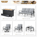 Sophia & William Patio Furniture Sets for 7 with Fire Pit Table 45", Outdoor Patio Furniture Set 8 Pcs, Convesation Set with 4 x High Heavy Sofa Chairs, 1x3-Seat Sofa, for Porch Poolside Blue