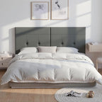 King Headboard Only with Adjustable Metal Legs, Faux Leather Upholstered Headboard King Size, Modern Stylish Headboard with Sunken Dot Design, Sturdy Bed Headboard for Bedroom, Gray