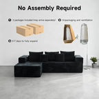 Upgrade 108’’ L Shape Cloud Couch, Plush Corduroy Sectional Sofa with Chaise, Boneless Couches for Living Room Bedroom, No Assembly Required (Black, Left Facing Chaise)