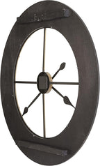 Howard Miller Chasum Gallery Wall Clock, Wall Mount Analog Dial with Golden Roman Numerals Wooden Finish, Battery Powered Classic Round Design Best for Office, Living Room & Home Decor
