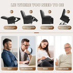 Large Dual Motor Power Lift Recliner Chair with Massage and Heat for Elderly People, Infinite Position,USB Ports and Remote Control,Breathable Leather (Black)