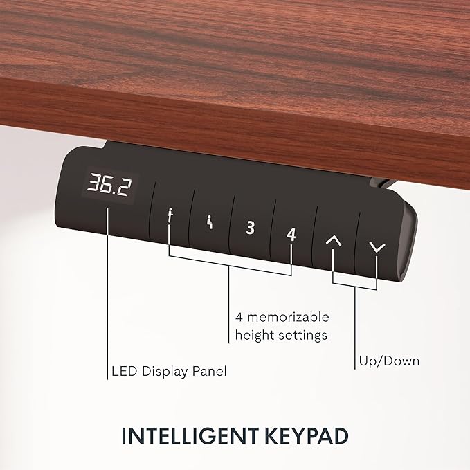FLEXISPOT E6 3 Stages Dual Motor Electric Standing Desk 48x30 Inch Whole-Piece Board Height Adjustable Electric Sit Stand Desk(Black Frame + Mahogany Desktop, 2 Packages)