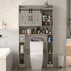 Farmhouse Storage Cabinet Over Toilet with Sliding Doors，Over The Toilet Storage Cabinet, Home Space-Saving Toilet Rack, for Bathroom, Restroom, Laundry
