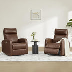 CHITA Genuine Leather Power Swivel Glider Recliner Chair for Adults, FSC Certified Electric Nursery Rocker Recliner Chair for Living Room, Light Brown
