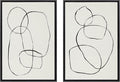 Kate and Laurel Sylvie Modern Circles and Going in Circles Framed Linen Textured Canvas Wall Art Set by Teju Reval of SnazzyHues, 2 Piece 23x33 Black, Decorative Abstract Art Prints for Wall