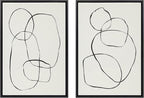 Kate and Laurel Sylvie Modern Circles and Going in Circles Framed Linen Textured Canvas Wall Art Set by Teju Reval of SnazzyHues, 2 Piece 23x33 Black, Decorative Abstract Art Prints for Wall