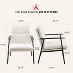Art Leon Accent Chairs Set of 2-Fabric Side Sitting Chair Solid Accent Chair with Wood Armrests Ergonomic Reading Chair with Metal Frame for Living Room, Bedroom, Guest Room Beige