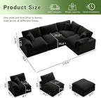 Cloud Modular Sectional Sofa,189.4" Down Filled Sofa 4 Seat with Chaise,Minimalist Sofa Cover Washable and Replaceable Couches for Living Room,Sectional Sofa Deep Seat Black